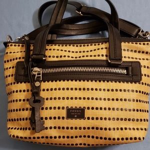 Fossil Beige and Black Satchel